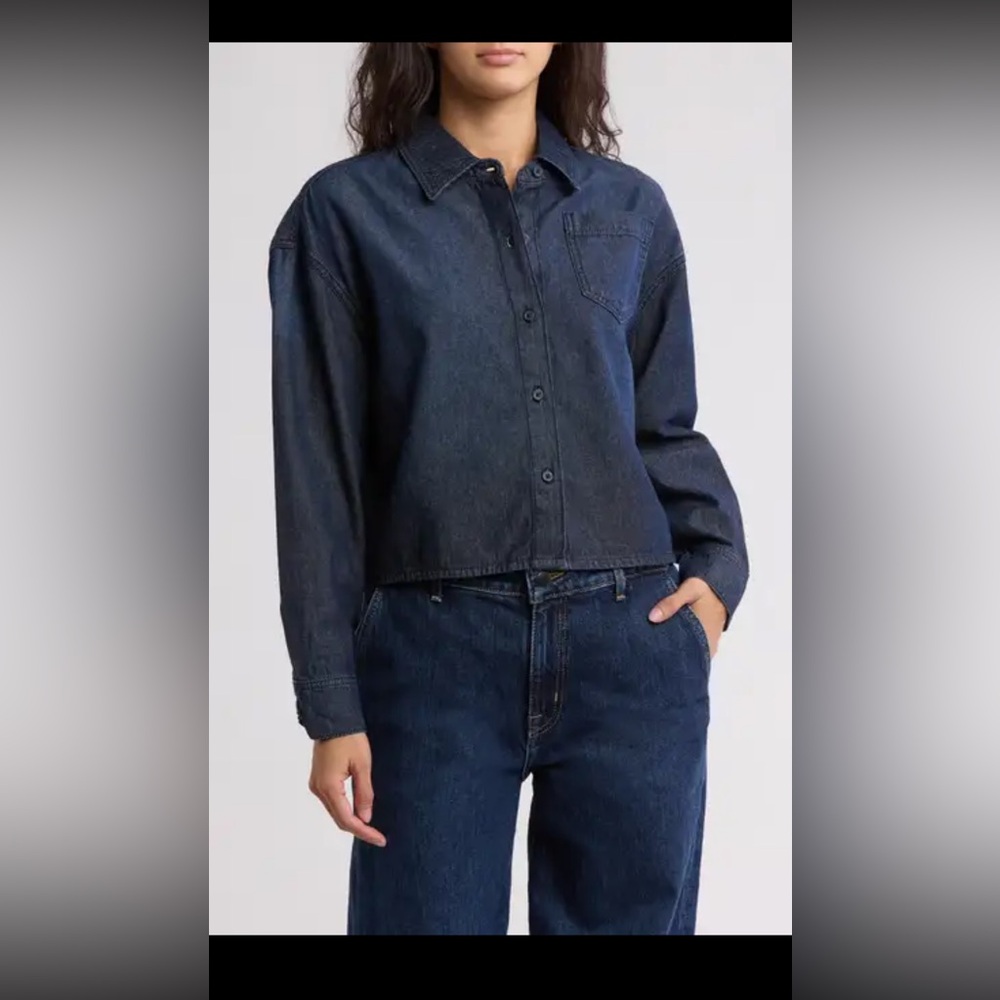 NWT Joe’s Dark Blue Cropped Denim Shirt - Picture 4 of 5
